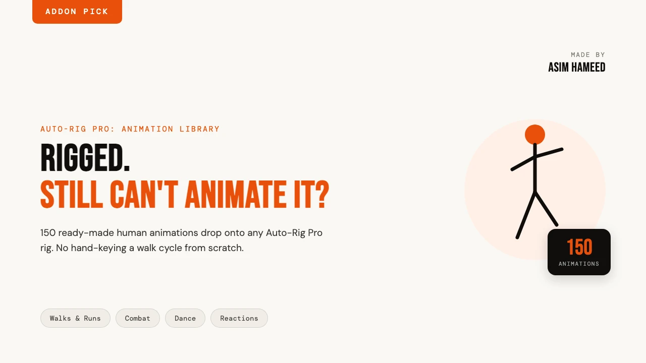Rigged, still can't animate it? Auto-Rig Pro Animation Library adds 150 ready-made human animations