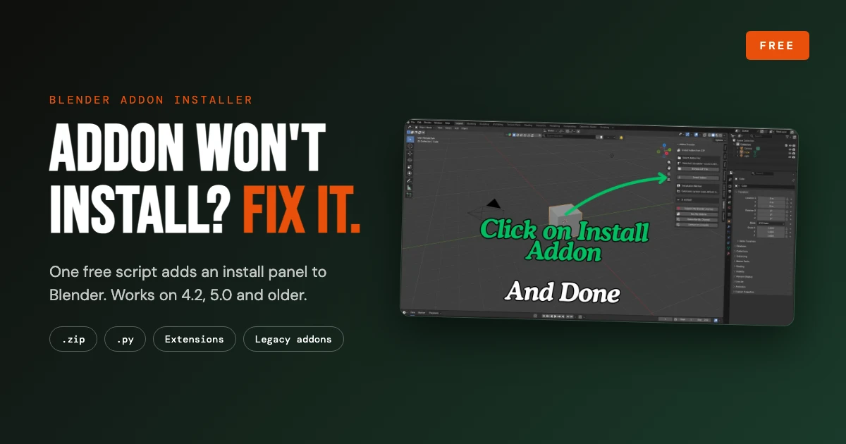Blender Addon Installer: free fix for addons that will not install